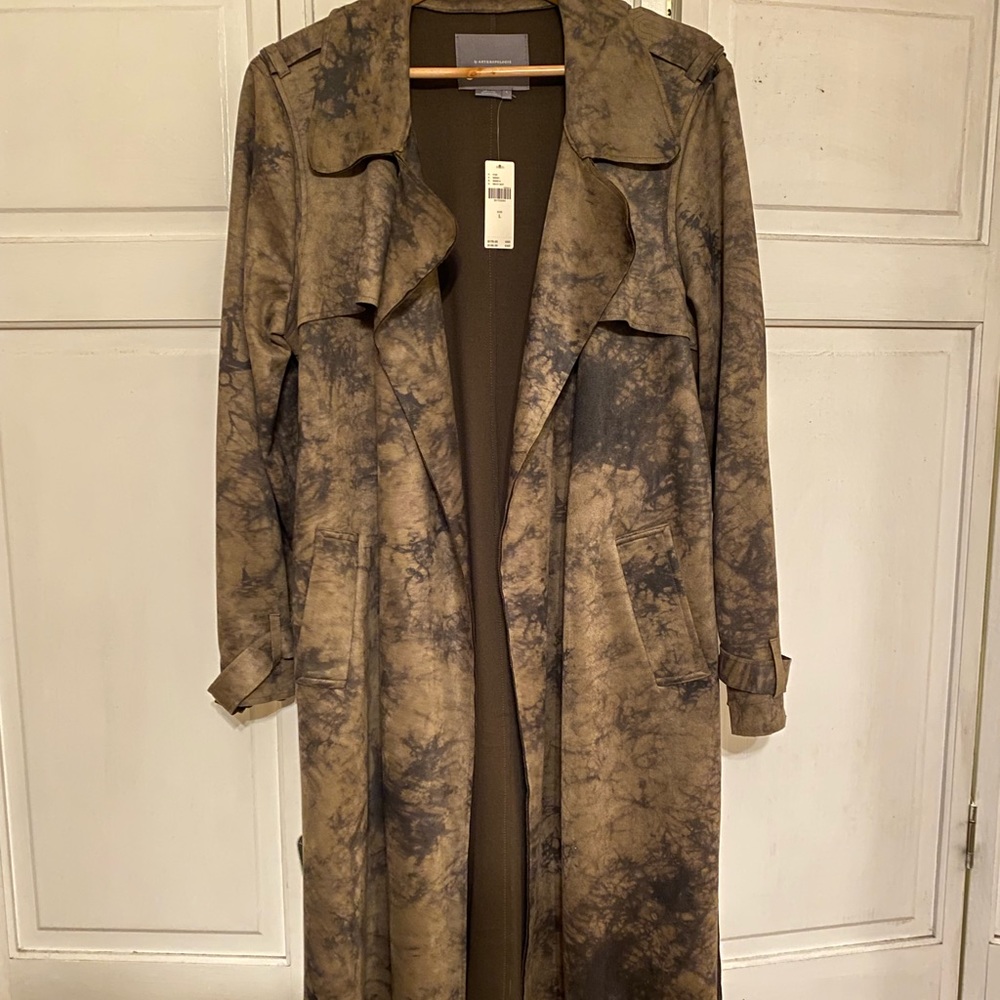 Anthropologie long jacket, brand new, tie-dye moss green, size Large